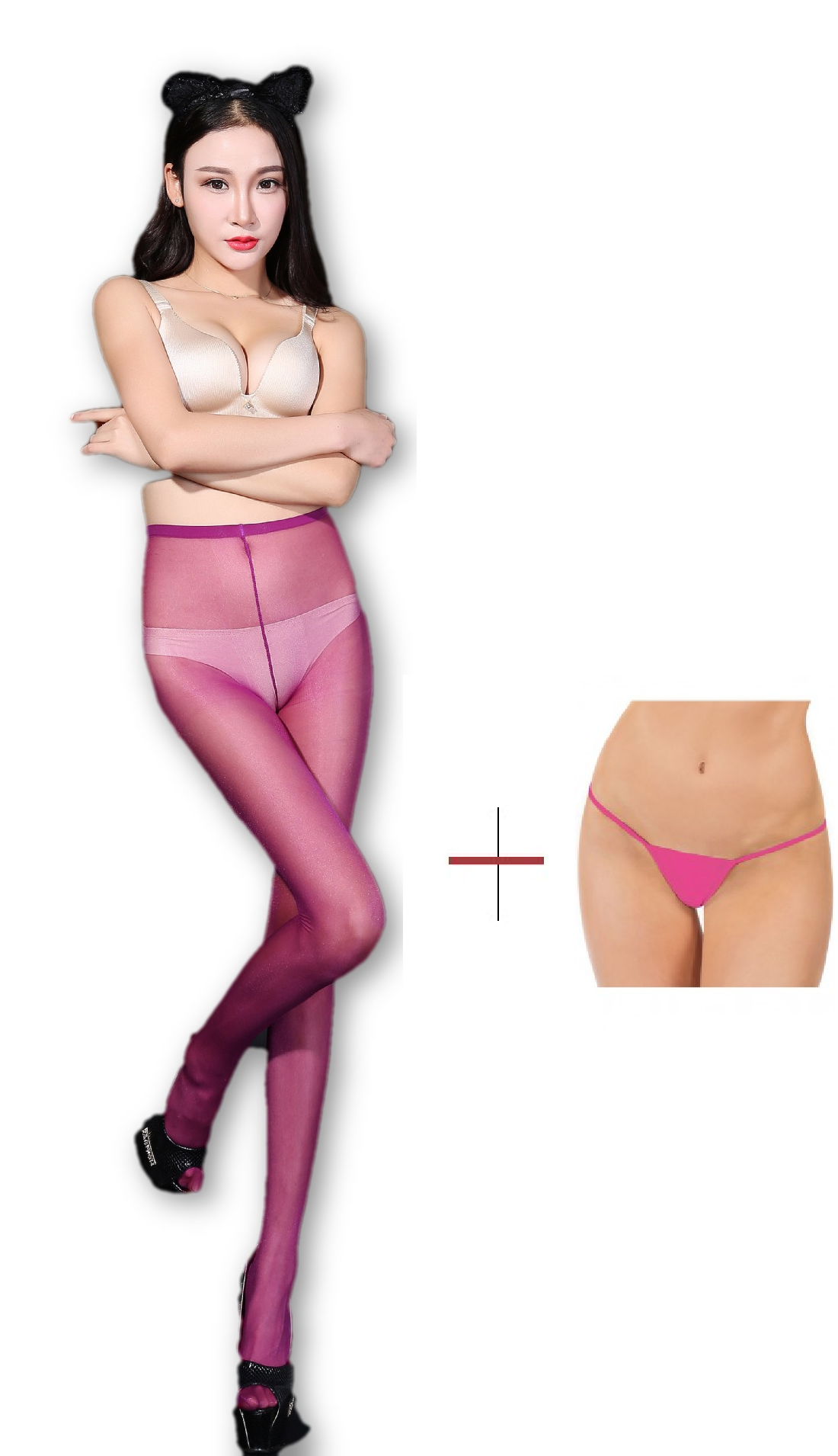 Kaamastra Pink Pantyhose Body Stockings & Free Thong
