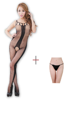 Kaamastra Black Soft Mesh Spaghetti Strap Full Body Stocking