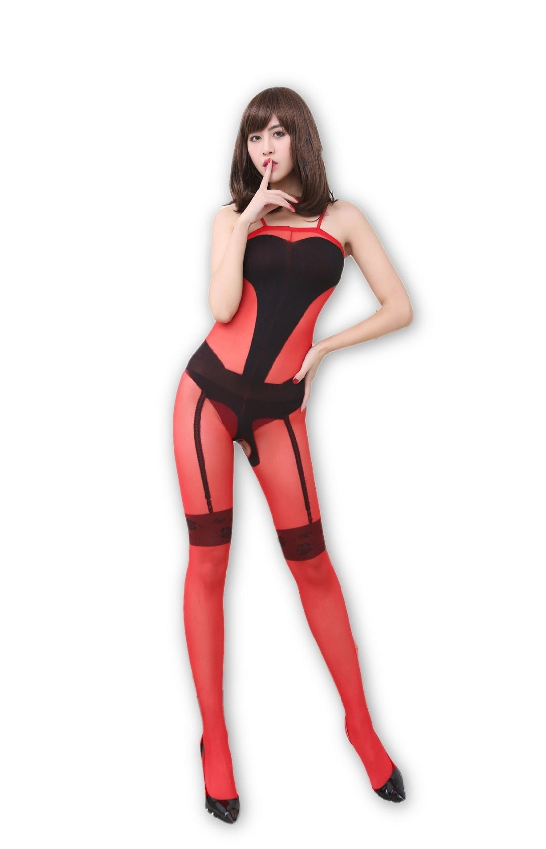 Kaamastra Red black Bodystocking & Free Thong