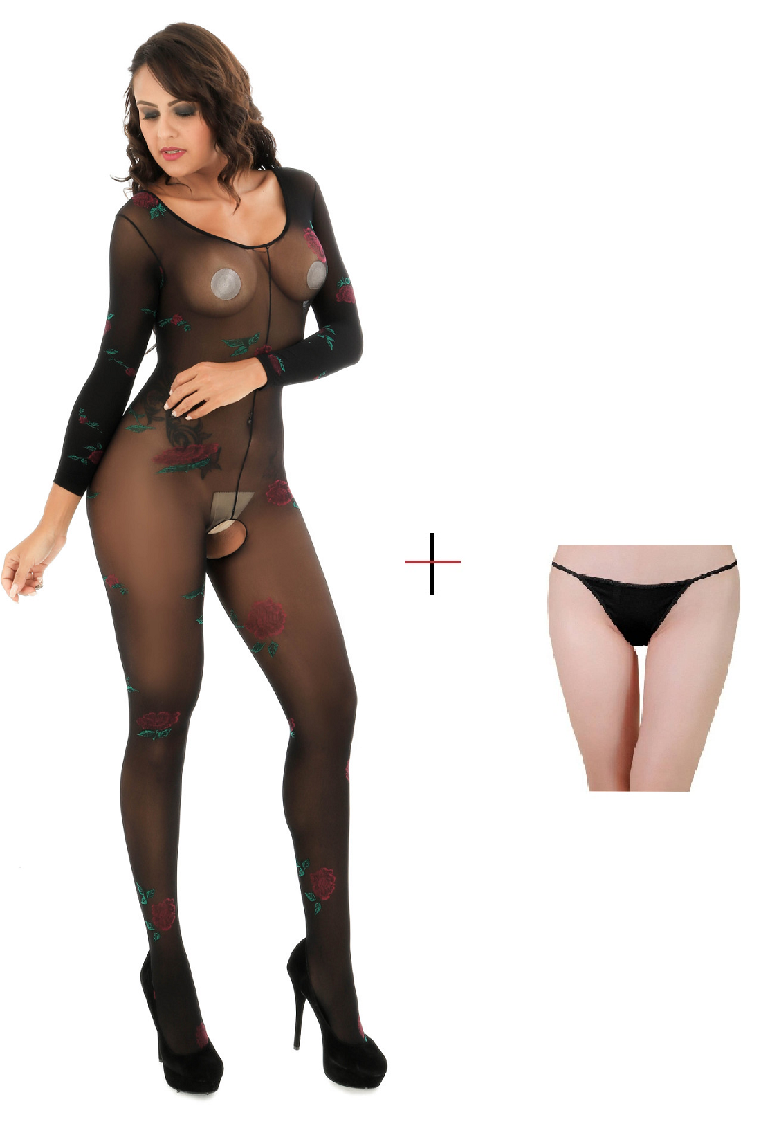 Kaamastra Black Full BodyStockings & Free Thong