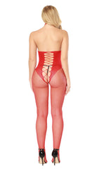 Kaamastra Spicy Red Open Crotch Bodysuits