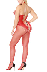 Kaamastra Spicy Red Open Crotch Bodysuits