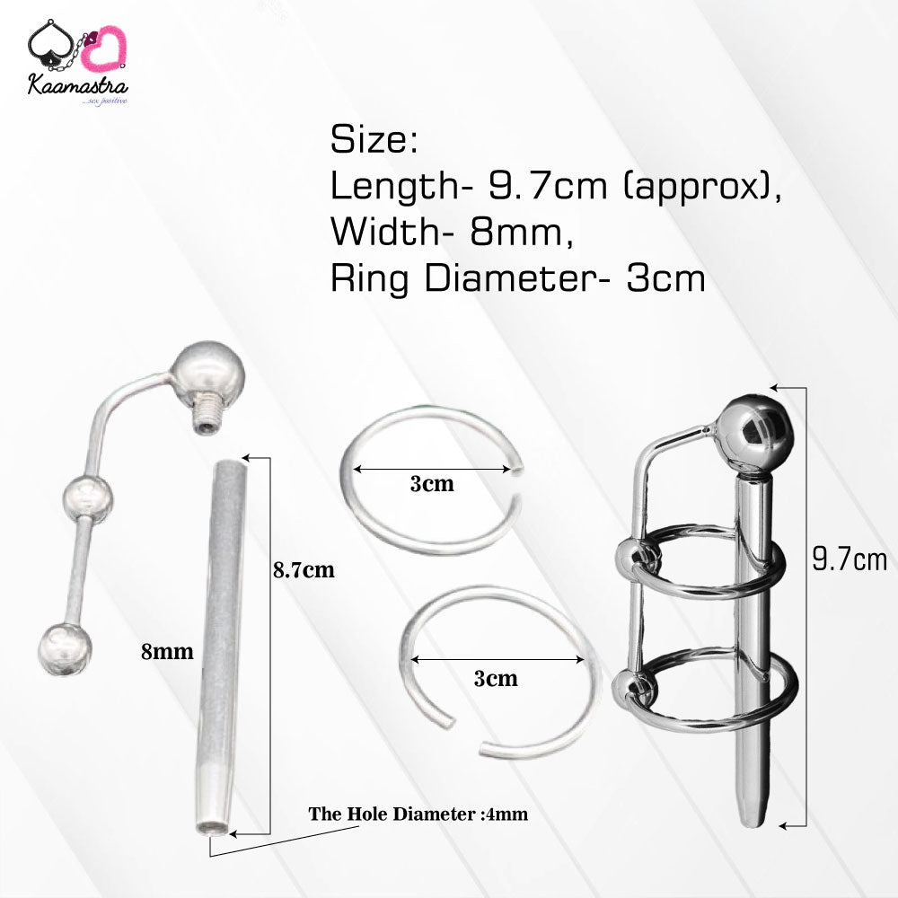 Kaamastra Stainless Steel 2 Rings Urethral Sounds