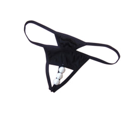 Kaamastra Womens Sexy Open Crotch Pearl Thong Black