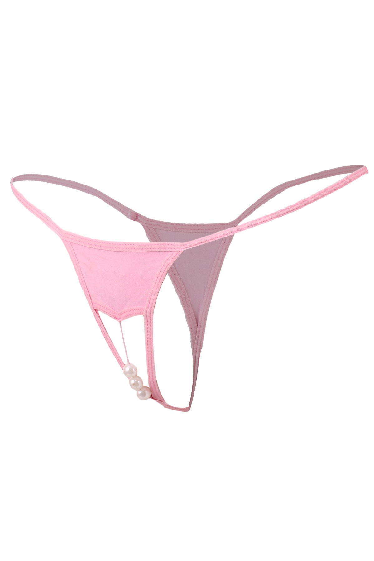 Kaamastra Womens Sexy Open Crotch Pearl Thong Pink