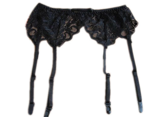Kaamastra Black Lace Garter Belt Stretch G-string