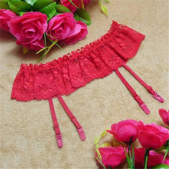 Kaamastra Red Lace Garter Belt Stretch G-string