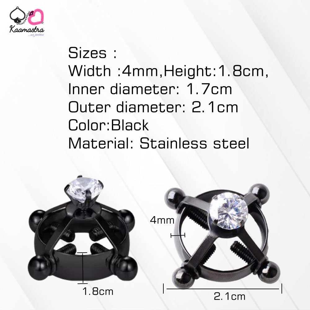 Kaamastra Black Ring Clip Nipple Peircing with Center Diamond
