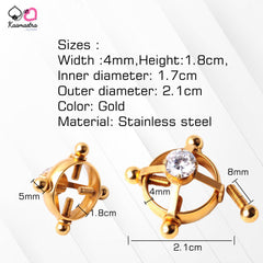 Kaamastra Golden Ring Clip Nipple Peircing with Center Diamond