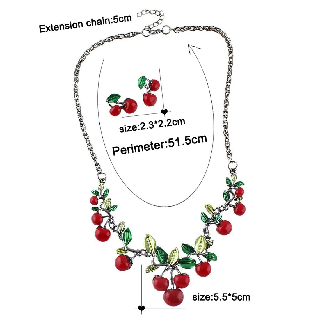 Kaamastra Equisite Enameled Cherry necklace -Red