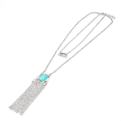 Kaamastra Bohemian Multilayer Long Tassel Necklace silver