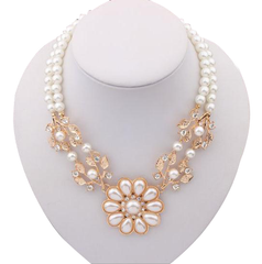 Kaamastra Bohemian Elegant Pearl Crystal Bib Necklace