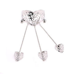 Kaamastra Cuff Bangle Bracelet Chain with 3 Opening Rings Set for Women silver