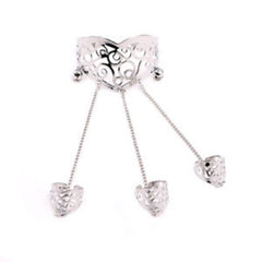 Kaamastra Cuff Bangle Bracelet Chain with 3 Opening Rings Set for Women silver