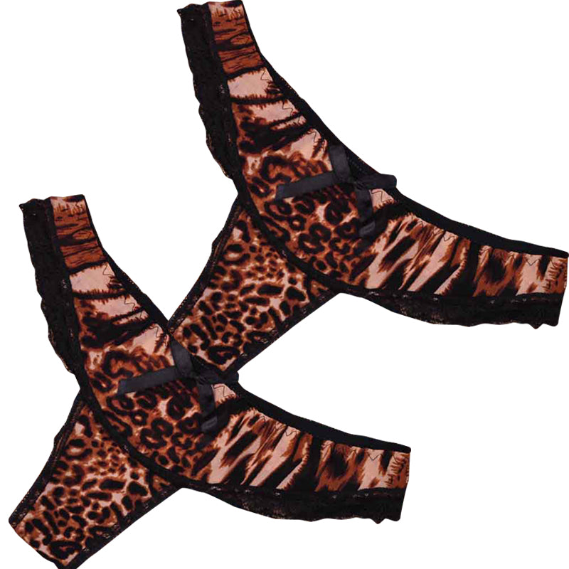 Kaamastra Women's Leopard Print Thong Regular Fit Underwear (Pack Of 2)