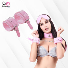 Kaamastra Leather And Fur Pink Cuffs