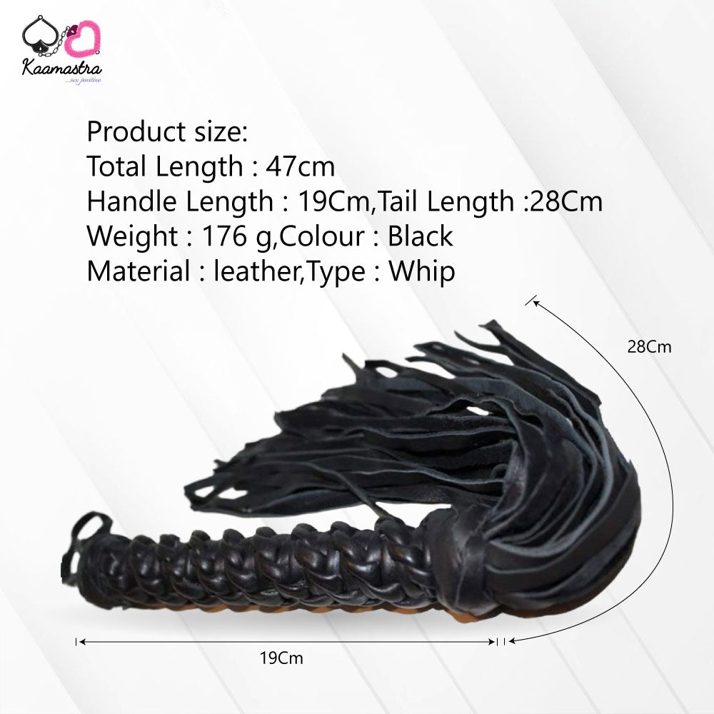 Kaamastra Black Braided Handle Leather Whip
