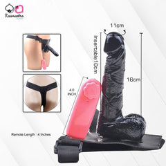 Kaamastra Black Hollow Strap on Vibrating Cock