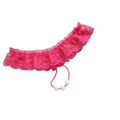 Kaamastra Lace & Pearl Crotchless Red G-String