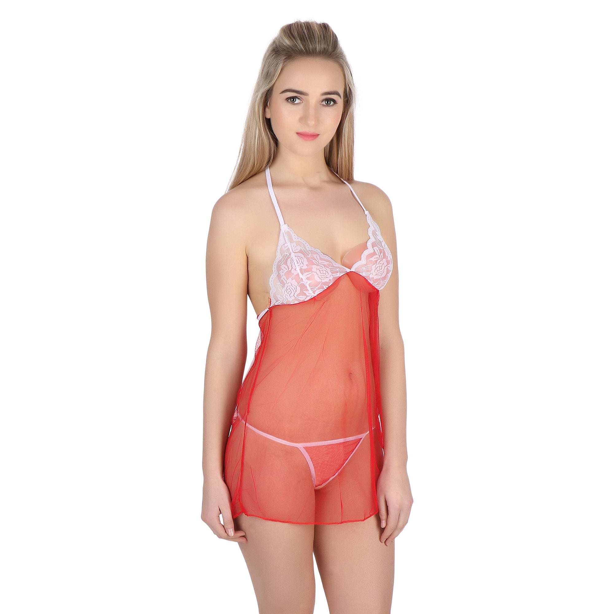 Kaamastra See Through Lace Top Red Baby Doll
