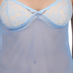 Kaamastra Light Blue Sexy See Through Baby Doll Night Dress